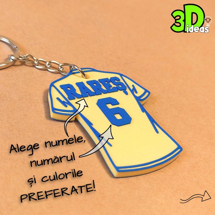 Breloc fotbal personalizat – nume și număr echipă