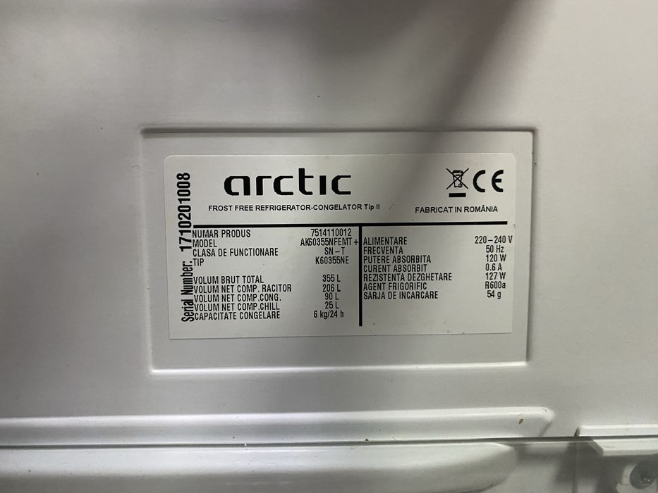 Frigider Arctic AK60355NFEMT+ no frost 362litri combina frigorifica