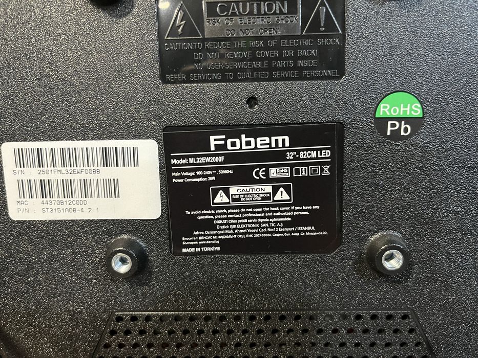32” НОВ безрамков смарт телевизор Fobem Ml32EW300F