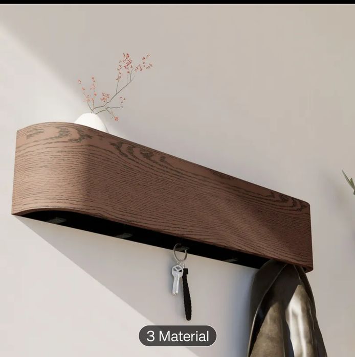 1 брой полица със скрити закачалки дърво