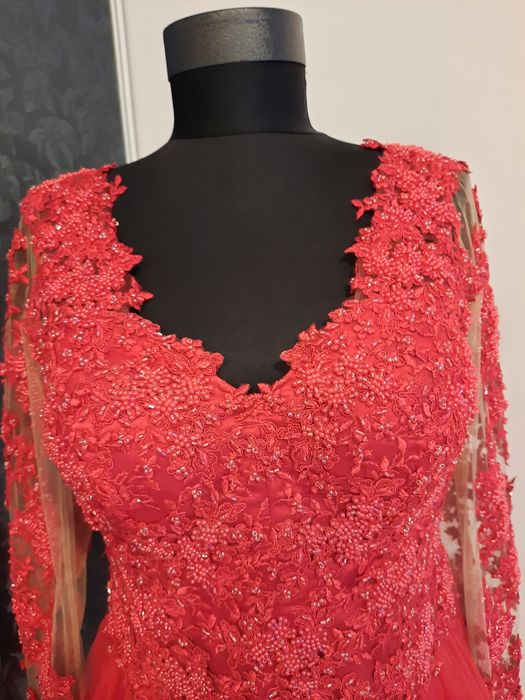 Rochie bijuterie corset seara rosie