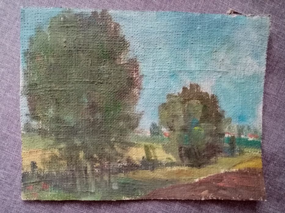 Картина платно маслени бои без рамка от 60-те години