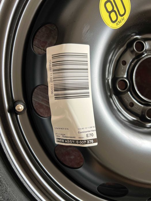 Резервна гума комплект BMW X6 18 цола (нов) + постелка за багажник