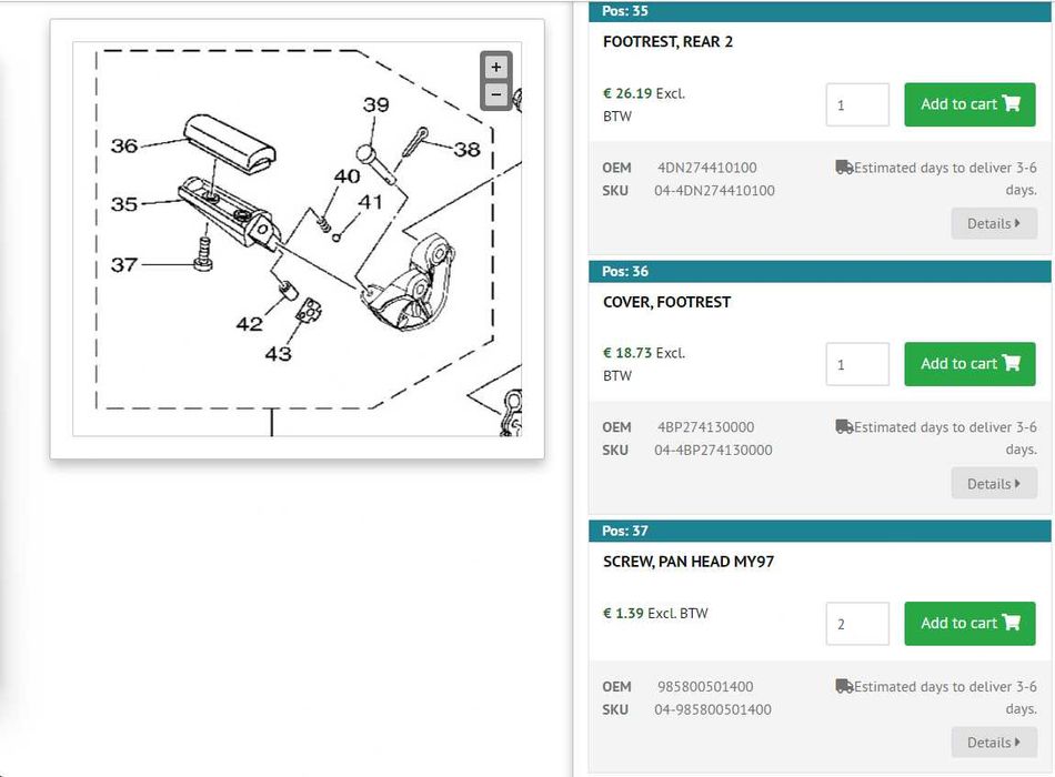 scarite  moto pasager Yamaha OEM