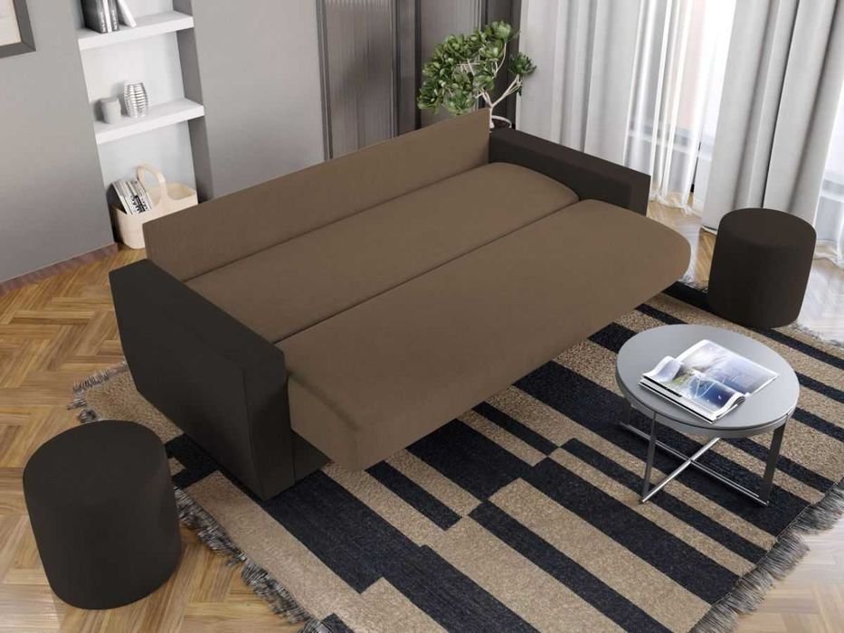 Canapea Corsica Crem/Maro+Masa Grand Stejar Auriu+4 Scaune Grand Crem