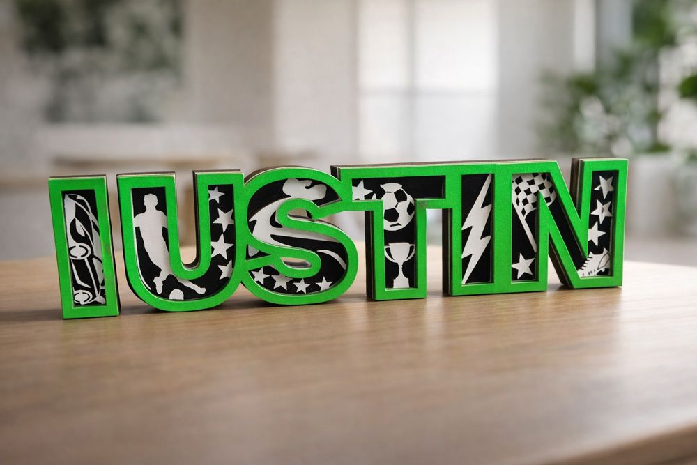 Nume din Lemn 3D Stratificat – Decor Personalizat Bebe/Copil