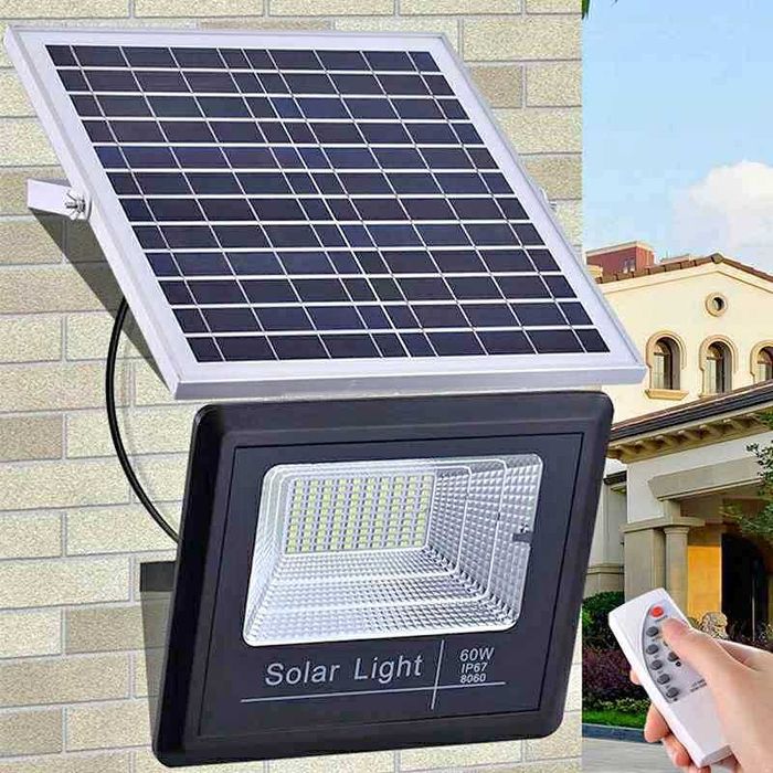 Соларен LED прожектор с отделен панел - различни мощности соларни лампи 10 до 120W