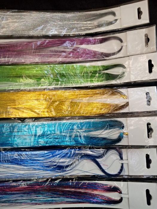 Блестящий волос для украшения волос; Дождь мишура лазерная серебристая