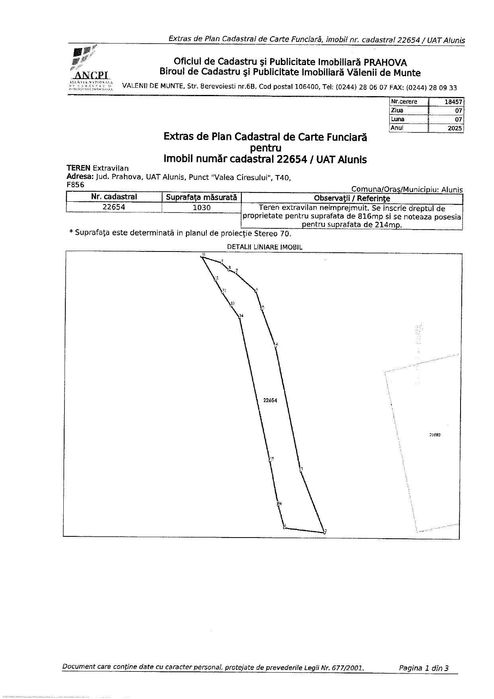 terenuri Alunis-Prahova intravilan/extravilan