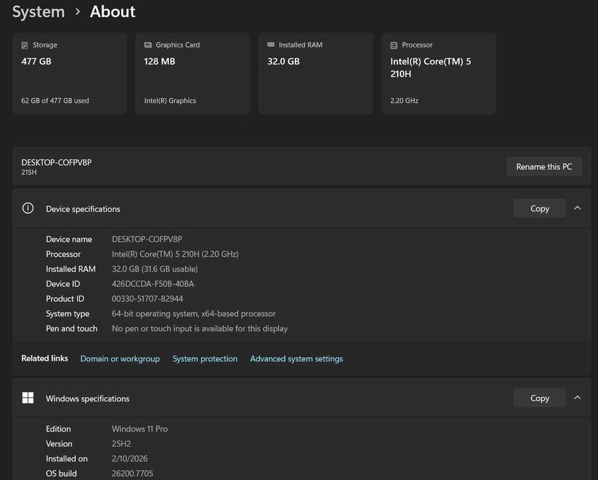 Laptop Lenovo ThinkBook 16 G8 IRL Core5 210h 32Gb DDR5 M.2 Thunderbolt