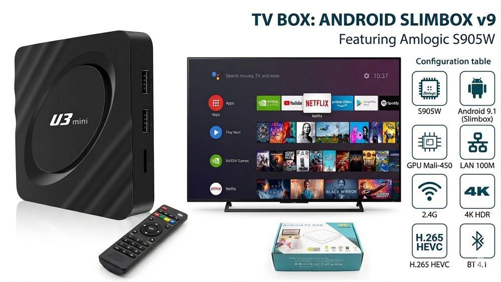 U3 Mini Android tv box 2/16GB
Asosiy texnik ko'rsatkichlari:
Protsesso