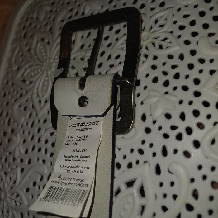 Curea piele alba piele jack& jones