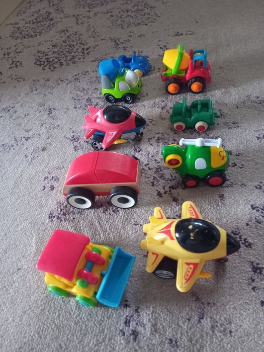 set 9 masini bebe copil 1 an 2 ani excavator avion betoniera masinute