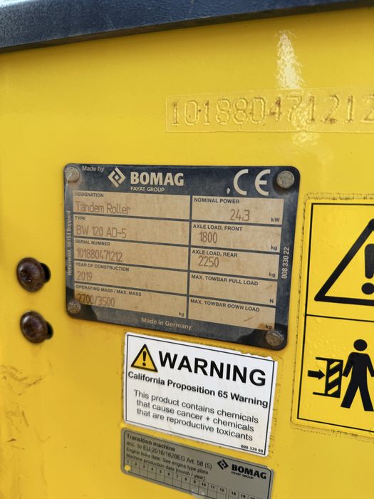 Cilindru compactor Bomag BW120 AD-5 an 2019  ore 600