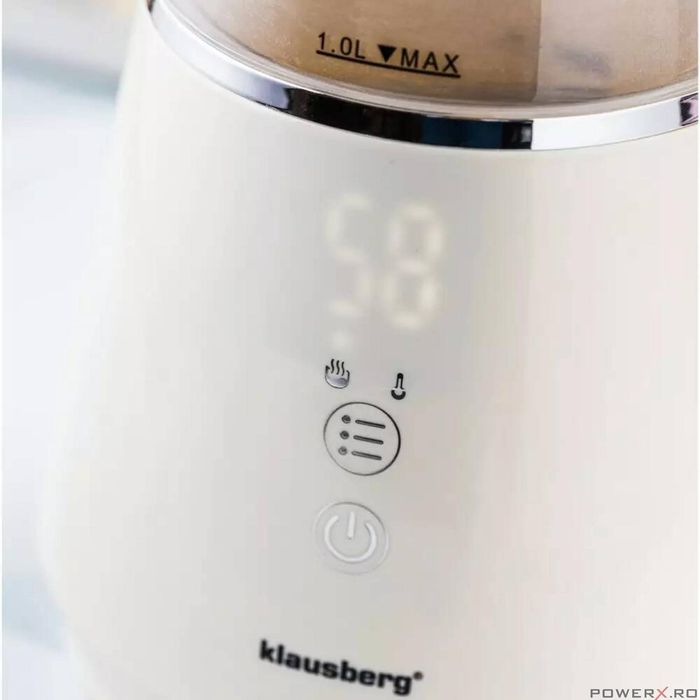 Fierbator electric, fabricat din sticla borosilicata, panou LED, crem,
