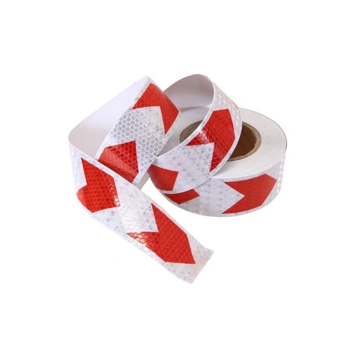 Banda reflectorizanta alba cu sageata rosie 5cm x 25m ERK