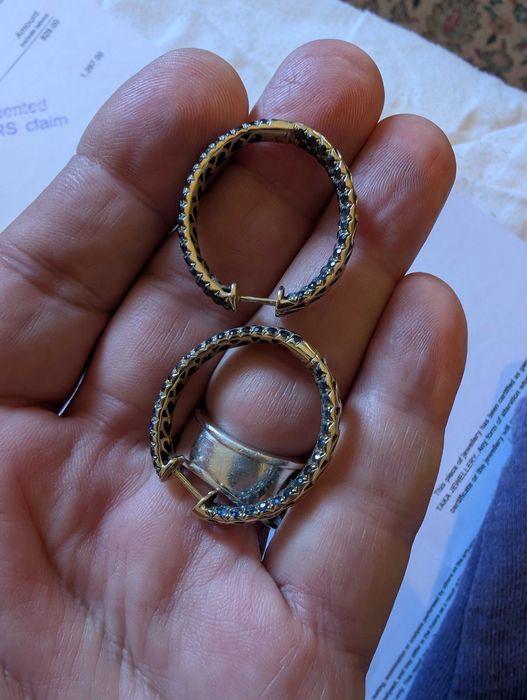 Cercei aur 18 kt cu pietricele Safir Albastru