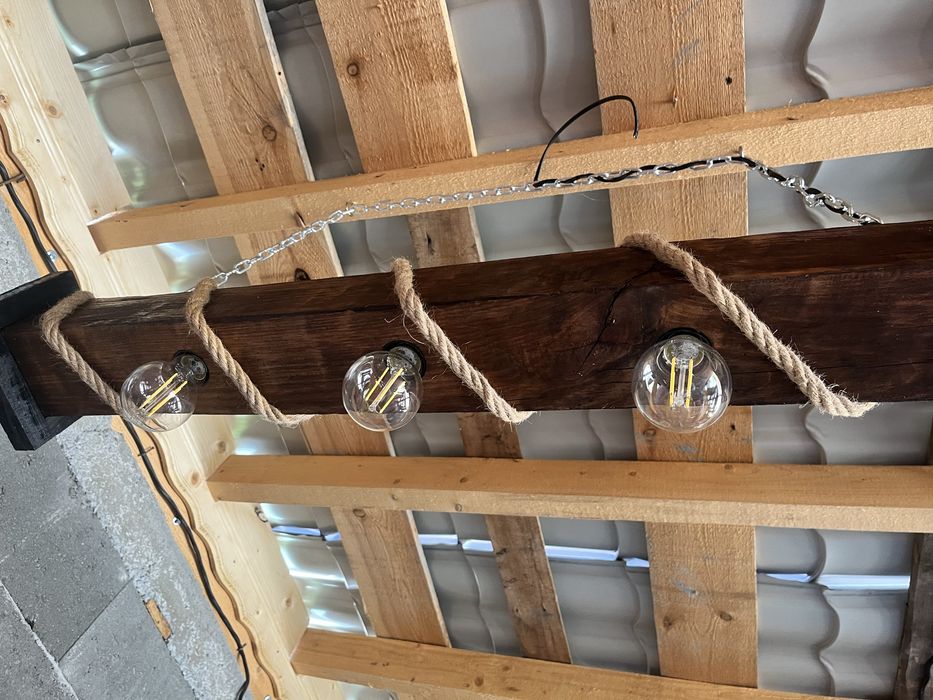 Изработка на дървени полилеи за барбекю, веранда, механа