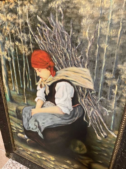 tablou  pictura veche pe panza pictura pe panza pictura in ulei