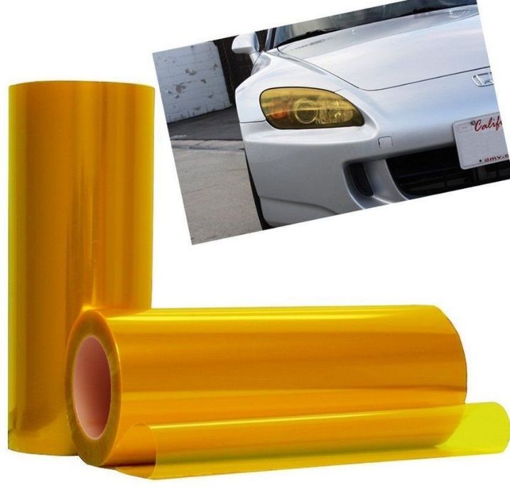 Предпазно фолио за фарове стопове UV защита затъмнено прозрачно жълто