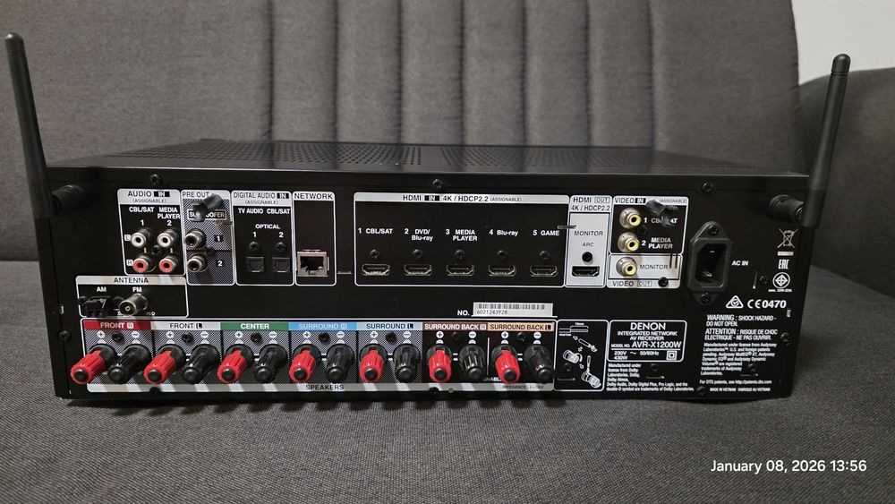 Receiver Denon AVR-X1200W, Dolby Atmos, dtsX, 7x145 W