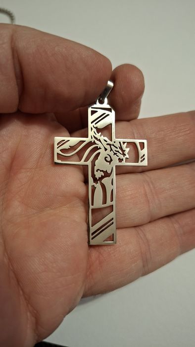 Pandantiv cruciuliță cu chipul Mântuitorului,  cruce Iisus.