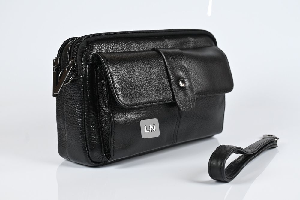 Мъжка чанта от естествена кожа, тип борсета