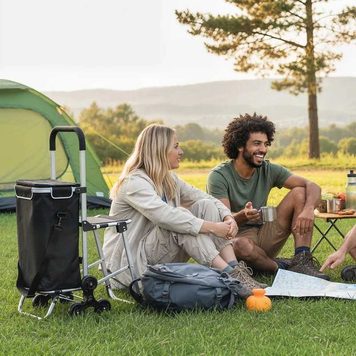 Пазарска количка HOMCOM, 40л чанта Oxford, дизайн с 3 колела