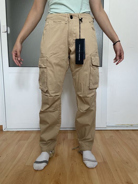 Pantaloni military Criminal Damage/Pantaloni cargo NOI, cu eticheta