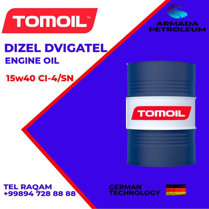 Моторное масло для дизельных двигателей 
Tomoil 15W40 CI-4/SN