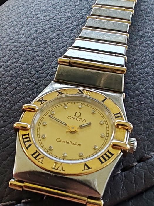 Ceas Omega Constellation Aur-Oțel Diamante  Quartz Dama