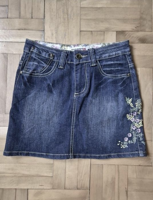 Fustă Blugi Obietivo Industry, Mărimea S - Detalii Florale Unice!