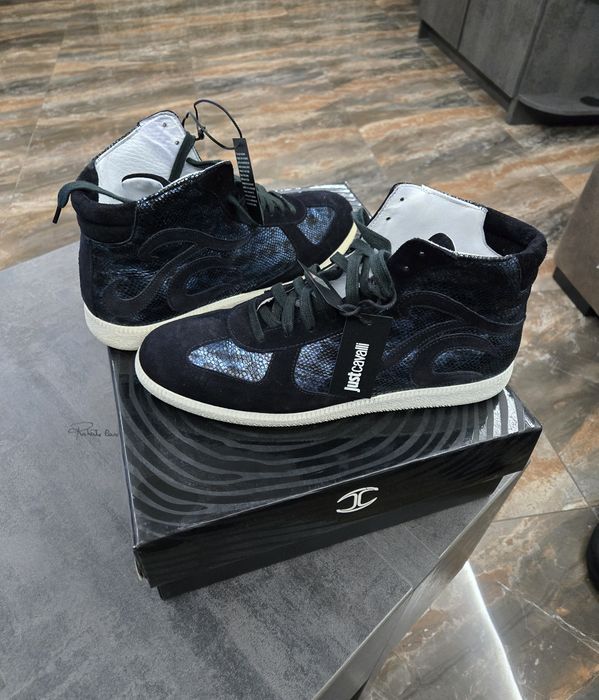 JUST CAVALLI Спортни обувки от кожа и велур