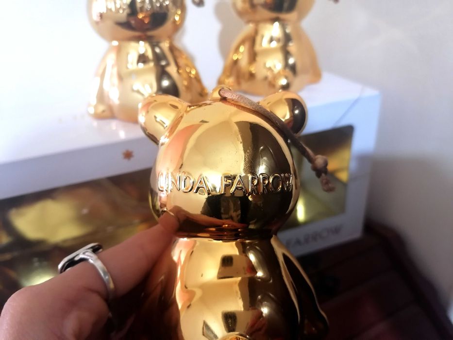 Уникални Дизайнерски Златни Коледни Мечета-LINDA FARROW