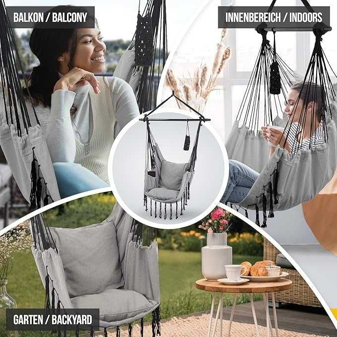 MIADOMODO® Висящ стол - хамак, 150 кг, сгъваем,