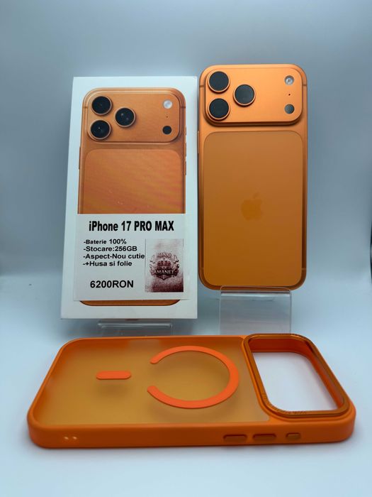 Iphone 17 PRO MAX 256 GB 100% baterie 0 cicluri + HUSA+Folie
