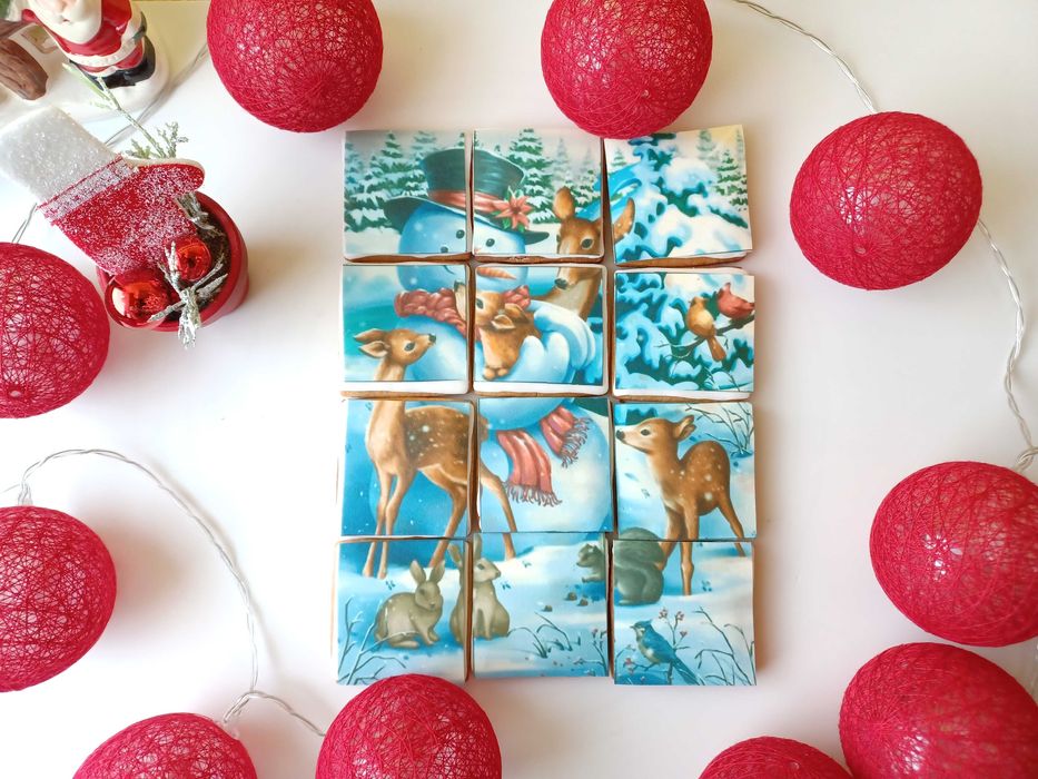 Коледни пъзели от меденки/ Подаръчни кутии с ръчно декорирани меденки