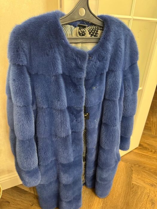 Норковая шуба синего цвета