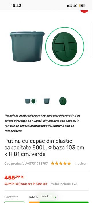 Vand 7  butoaie 500 l cu capac