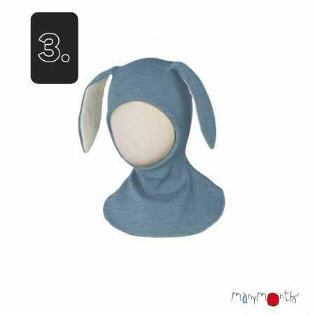 Cagula lana merinos ManyMonths Cagulă unisex Blue Mist masura 47 cm.