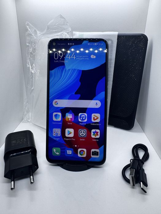 Pachet Huawei Nova 5T black + folie sticla + 2 huse + incarcator comp