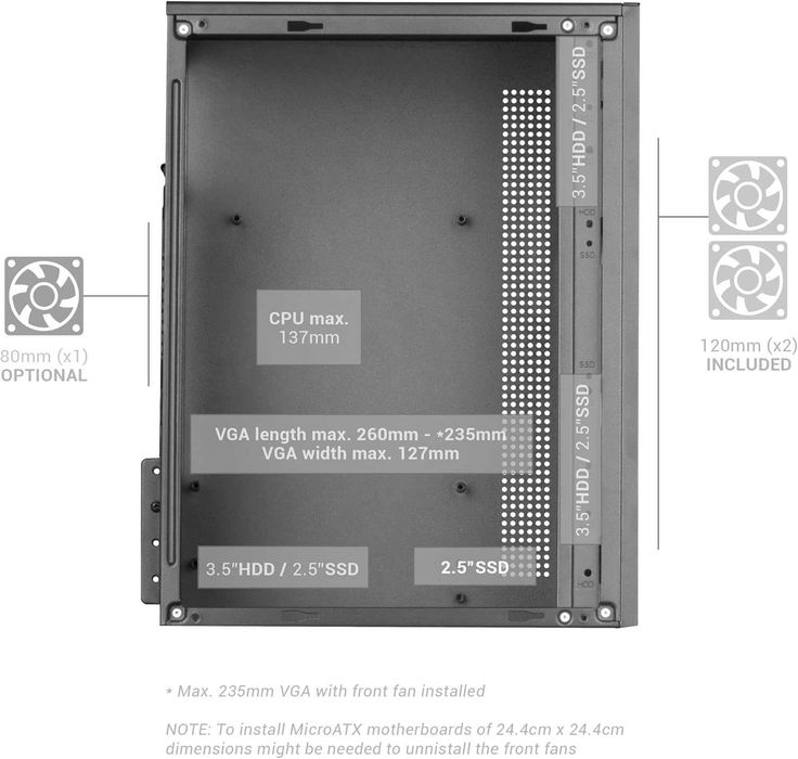 НОВА Кутия за компютър Mars Gaming MC-Core Compact Micro-ATX бяла