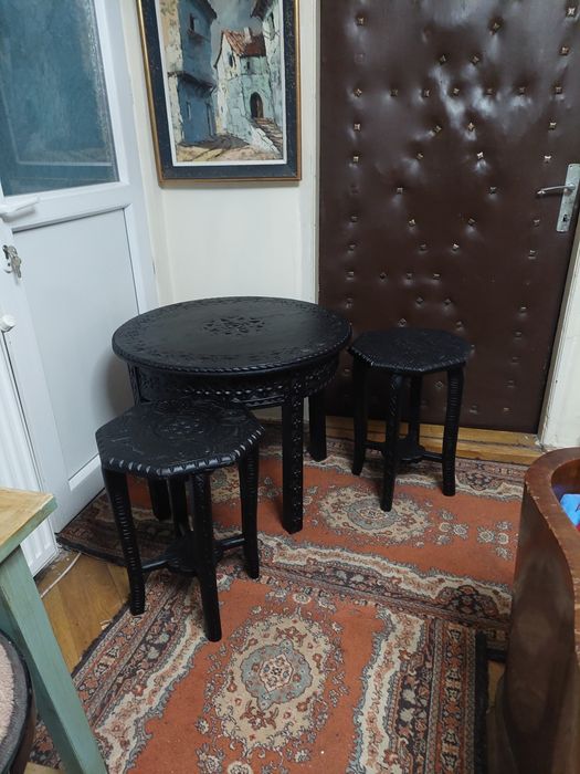 Masa si scaune stil Brincovenesc  din stejar reconditionate