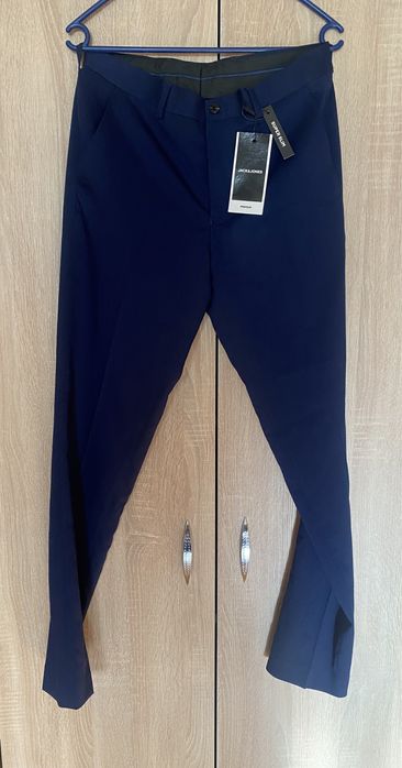 Jack & Jones pantaloni cu dunga Franco bleumarin
