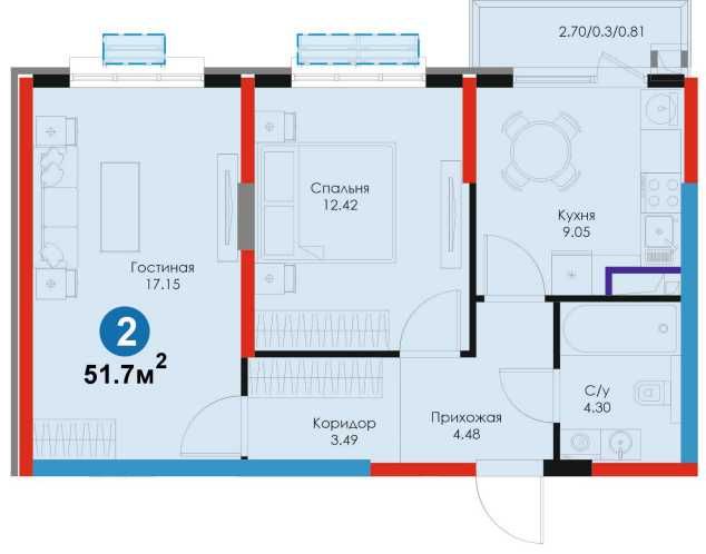 2 комнатная квартира Новый Узбекистан 59 950у.е. [GS]