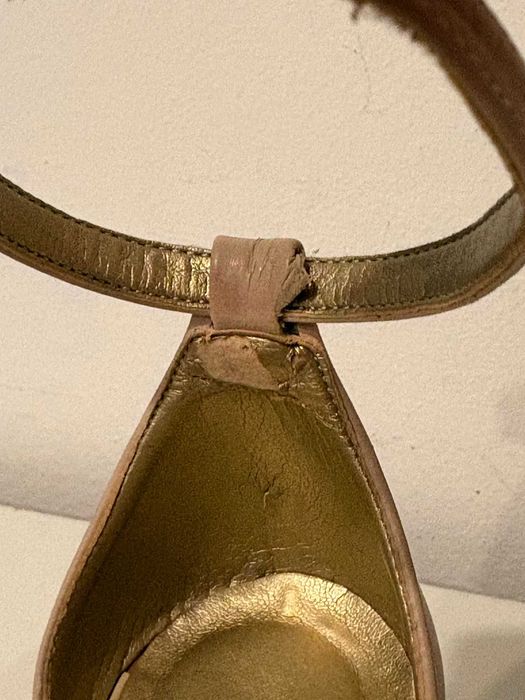 Pantofi bej-roz din piele cu toc