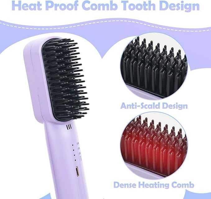 elthmpr Безжична четка за изправяне на коса  с 3 нива на нагряване