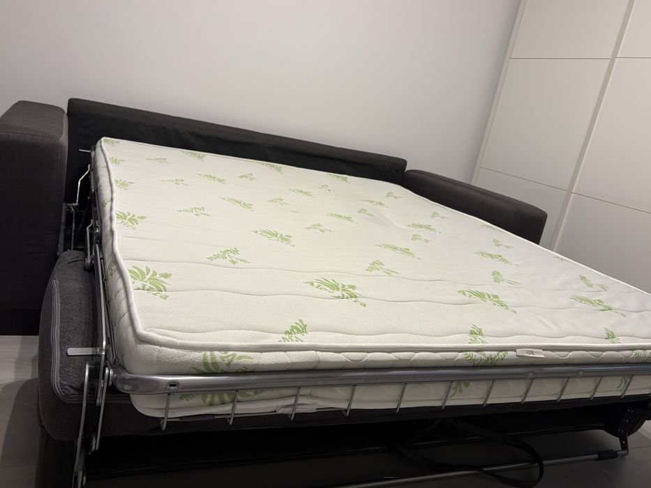 Canapea Extensibilă, textil, gri închis,