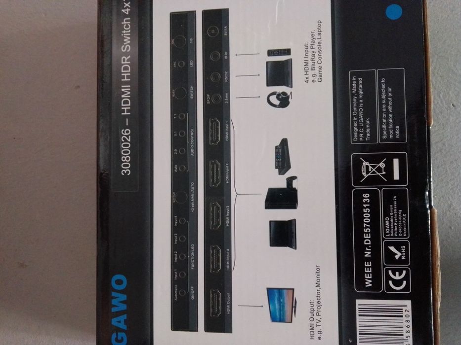 Multiplicator Hdr- Hdmi 4x1 Ligawo 3080026 18Gbps 4K 60Hz Nou