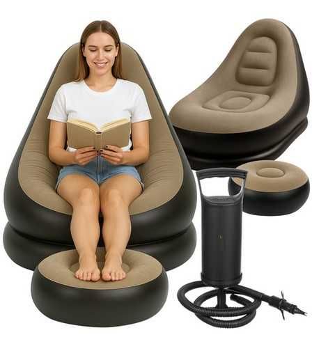 Надуваемо кресло/канапе велур с ПОДАРЪК ПОМПА